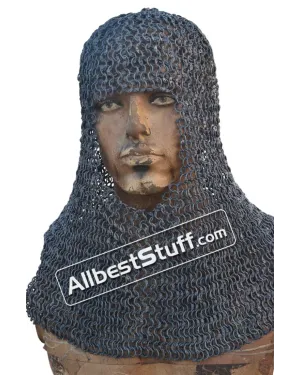 Round Riveted Aluminum Chain Mail Hood 10 mm