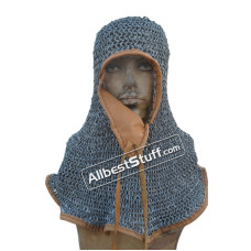 Round Riveted Aluminum Side ventail Coif Chain Mail Hood