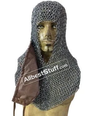 Round Riveted Aluminum Side ventail Coif Chain Mail Hood