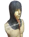 Short Length Round Riveted Flat Solid Ring Coif with Side ventail Hood image 3