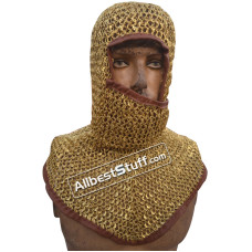 Solid Brass Maille Hood Round Riveted Side ventail Coif