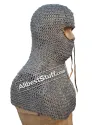 Titanium Flat Dome pin Riveted Chainmail Coif 13th Century image 3