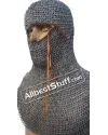 Titanium Flat Dome pin Riveted Chainmail Coif 13th Century image 4