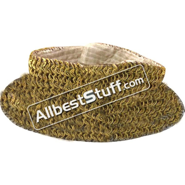 Brass Chainmail Collar 6 mm flat riveted with solid rings