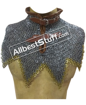 8 MM Flat Dome Riveted with Solid Ring Steel Maille Collar