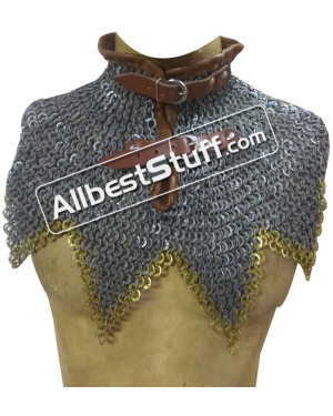 8 MM Flat Dome Riveted with Solid Ring Steel Maille Collar