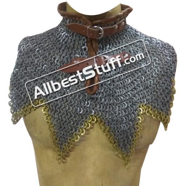 8 MM Flat Dome Riveted with Solid Ring Steel Maille Collar