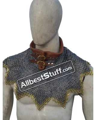 8 MM Full Flat Dome Riveted Maille Collar Steel