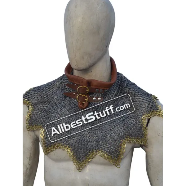 8 MM Full Flat Dome Riveted Maille Collar Steel