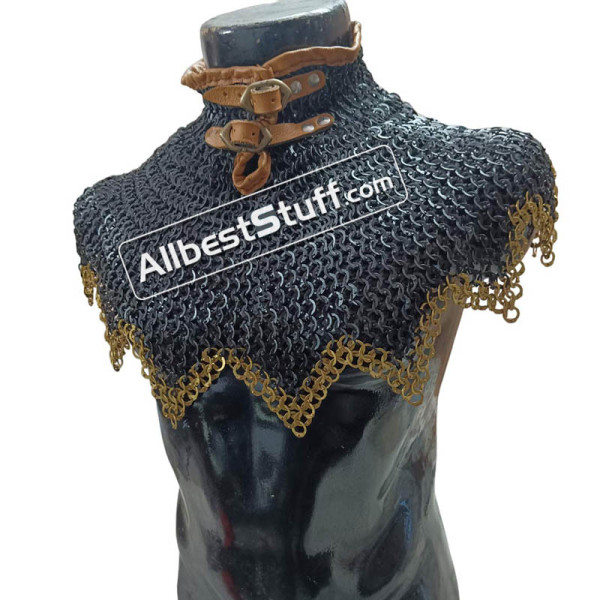 9 MM Full Riveted Flat Dome Riveted Maille Collar Steel