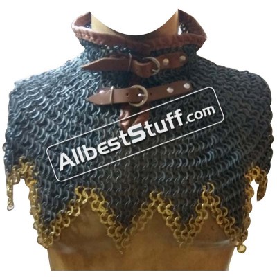 Round Riveted with Alternating Solid Ring Maille Collar
