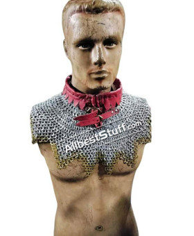 Aluminum Flat Dome Riveted Maille Collar High Neck