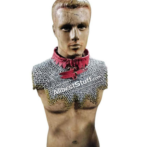 Aluminum Flat Dome Riveted Maille Collar High Neck