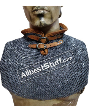 Chain Mail Collar 6 MM Flat Riveted with Alternating Solid
