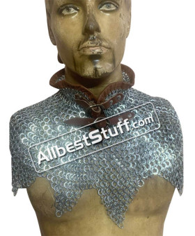 Chain Mail Collar Flat Riveted with Alternating Solid Ring