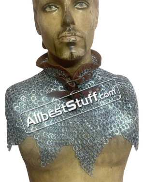 Chain Mail Collar Flat Riveted with Alternating Solid Ring