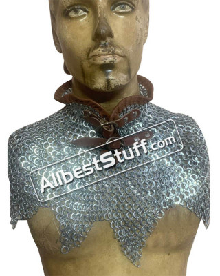 Chain Mail Collar Flat Riveted with Alternating Solid Ring