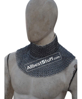 Flat Riveted Solid Chain Maille Gorget