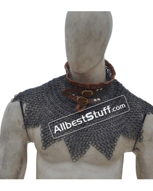 Flat Riveted with Solid Rings Maille Collar Aluminum