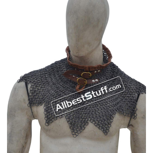 Flat Riveted with Solid Rings Maille Collar Aluminum