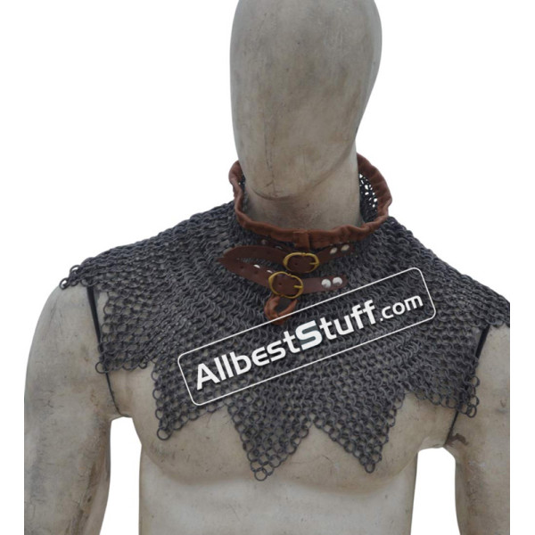Flat Riveted with Solid Rings Maille Collar Aluminum