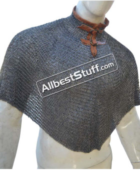 Medieval Chain Mail Bishop Mantle 6 MM Flat Riveted with Solid Ring