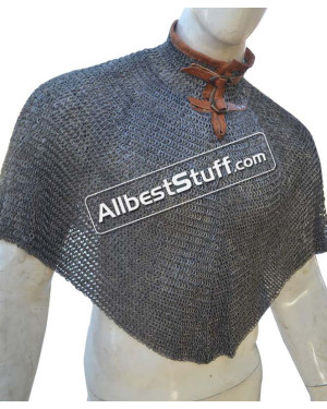 Medieval Chain Mail Bishop Mantle 6 MM Flat Riveted with Solid Ring