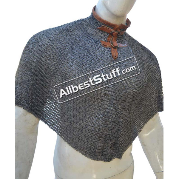 Medieval Chain Mail Bishop Mantle 6 MM Flat Riveted with Solid Ring