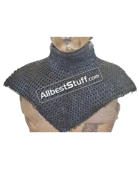 Medieval Chainmail Collar padded Collar Riveted Flat Rings