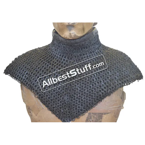 Medieval Chainmail Collar padded Collar Riveted Flat Rings