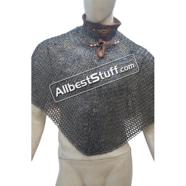 Medieval Titanium Chainmail Bishop Mantle 9 MM Flat Dome Pin Riveted