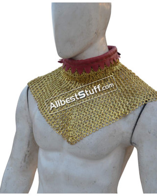 Solid Brass 6 in 1 Ring Medieval Maille Collar High Neck