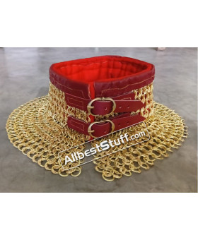 Solid Brass 9 MM Flat Dome Pin Riveted High Neck Chainmail Collar