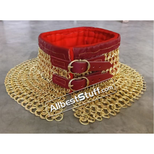 Solid Brass 9 MM Flat Dome Pin Riveted High Neck Chainmail Collar