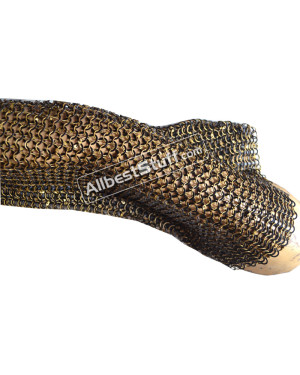 Chain Mail Arms Round Dome Riveted Brass Rings with Flat Solids