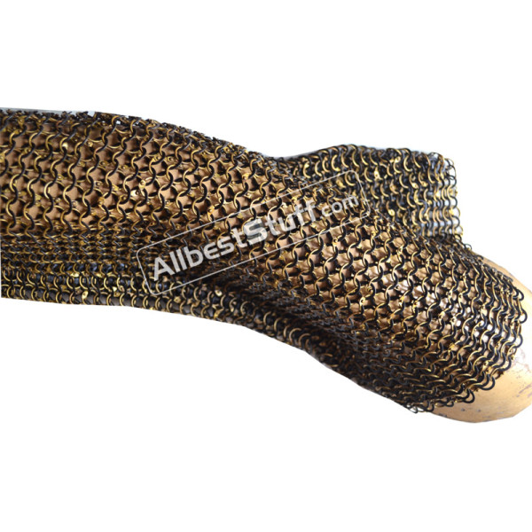 Chain Mail Arms Round Dome Riveted Brass Rings with Flat Solids