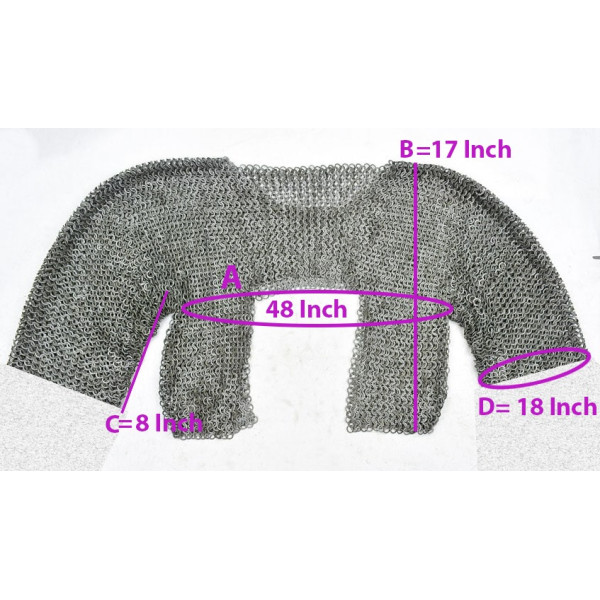 Flat Riveted with Solid 8 mm Rings Chainmail Half Body Shirt