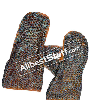 Flat Riveted Titanium Chain Mail Mittens