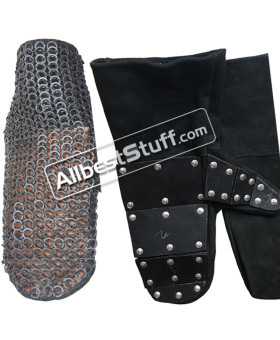 Reinforced Mittens Flat Riveted Solid Ring 5 mm Leather Maille
