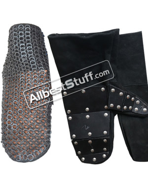 Reinforced Mittens Flat Riveted Solid Ring 5 mm Leather Maille