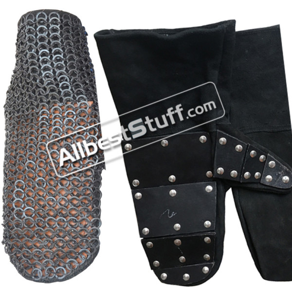 Stainless Steel Maille Mittens with 5 mm Reinforced Leather
