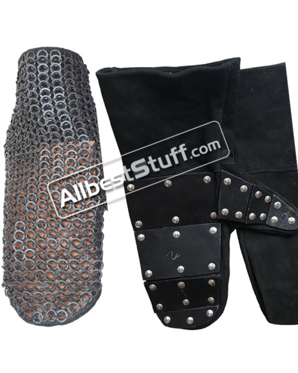 Reinforced Mittens Flat Riveted Solid Ring 5 mm Leather Maille