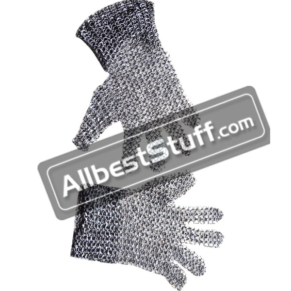 Round Riveted Ring Chain Mail Finger Gloves