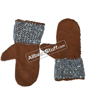Aluminum Round Riveted Leather Maille Mittens
