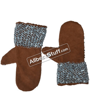 Aluminum Round Riveted Leather Maille Mittens