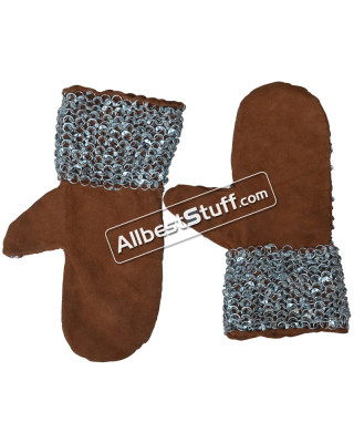 Aluminum Round Riveted Leather Maille Mittens