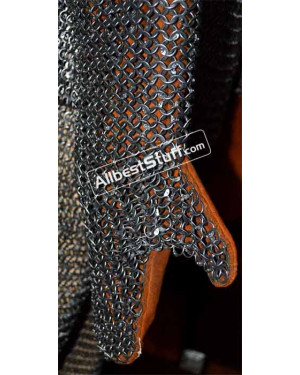 Round Riveted Flat Solid Chain Mail Mittens