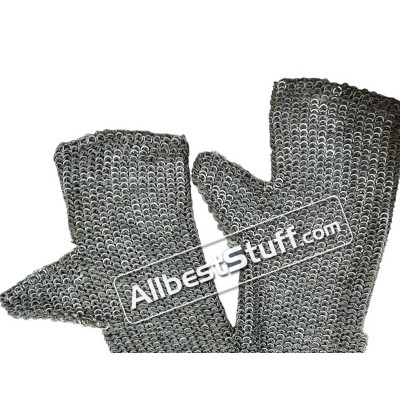 Flat Riveted Solid Full Maille Mittens 18 Gauge