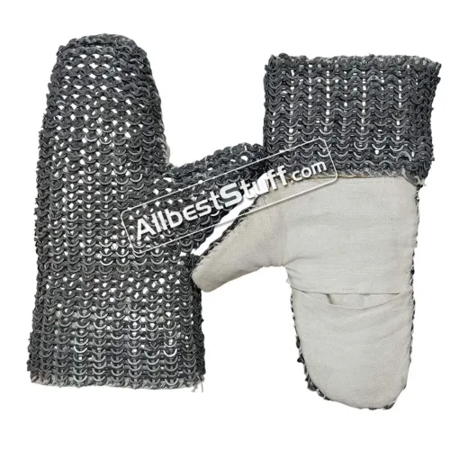 Flat Wedge Riveted Maille Padded Linen stitched Mittens