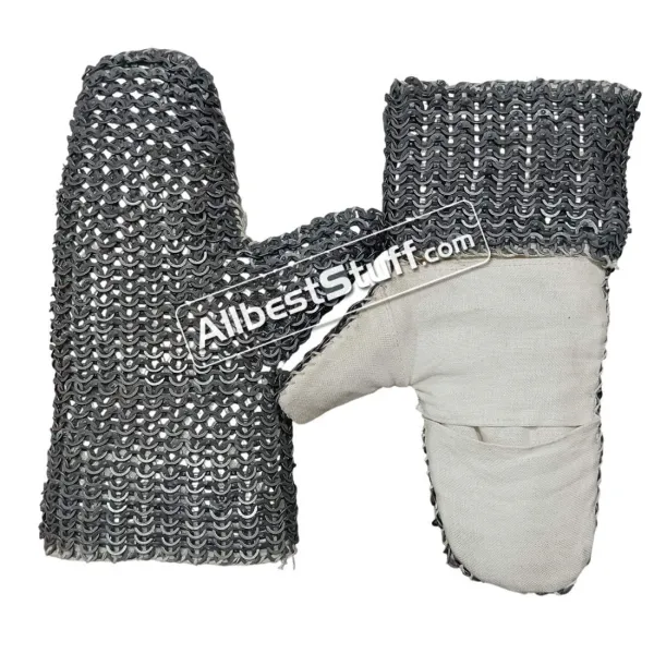 Flat Wedge Riveted Maille Padded Linen stitched Mittens